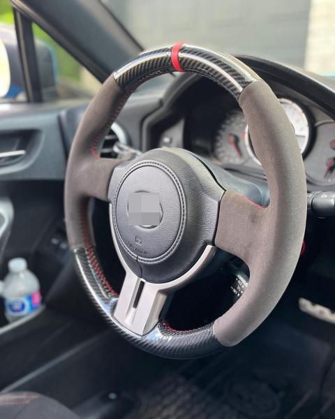 Wrap Custom Hand Sewing Black Suede Carbon Steering Wheel Cover for Subaru BRZ Scion FR-S FRS Toyota 86 GT86