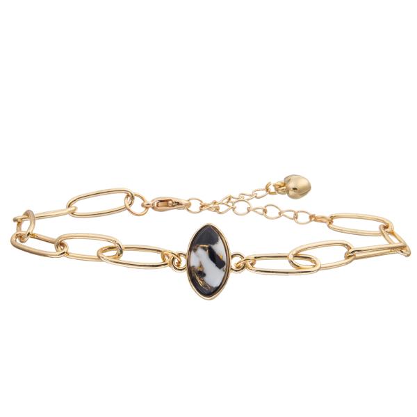 Браслет Bangle звена цепи PaperClip установил с бирюзой покрытой золотом граненной