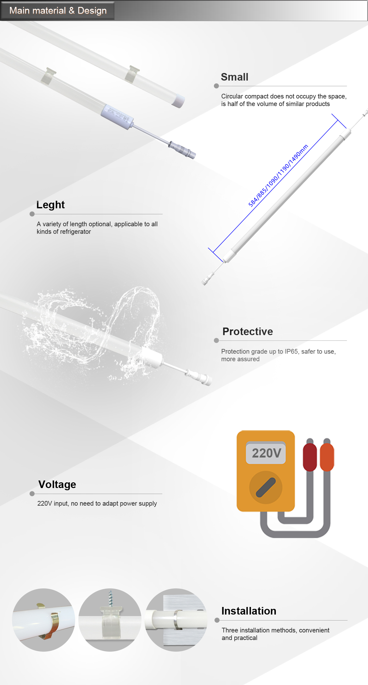 ONN-X5RS Daisy Chain Connectable LED Freezer Light Bar IP65 3 Mount 3 CCT Options