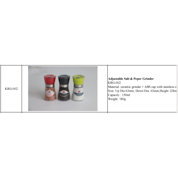 Adjustable Salt&Pepper Grinder / Mill Customizable Glass Grinders