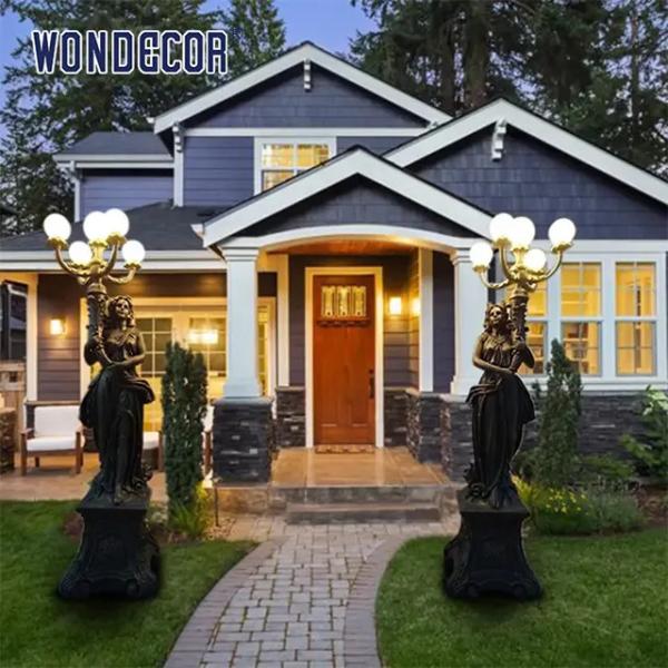 Дама Лампа Скульптура художественной бронзы металла таможни крытая декоративная