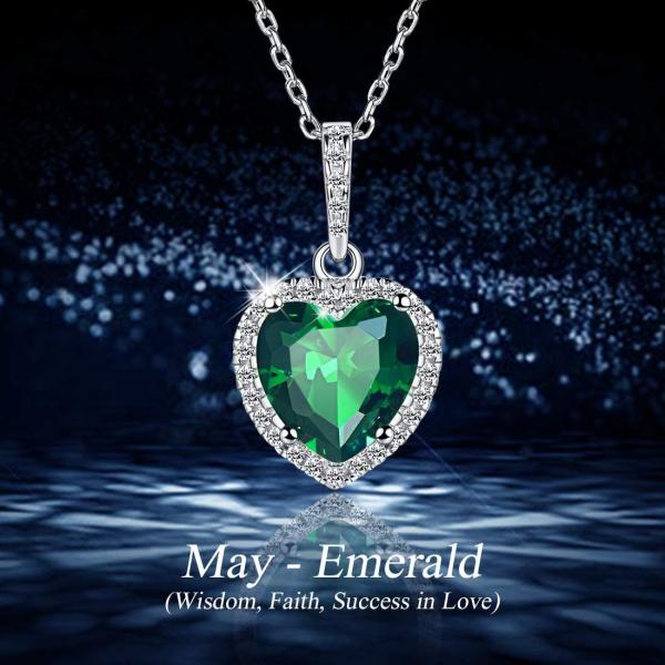 Стерлинговое серебряное ожерелье шкентеля сердца шикарные серебряные 925 сымитировало изумрудное ожерелье Birthstone