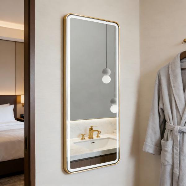 Factory Direct Sales Frameless LED Lamp Mirror Bedroom Dresser Full Body Mirror High Definition Rectangular Hotel Wall Mirror