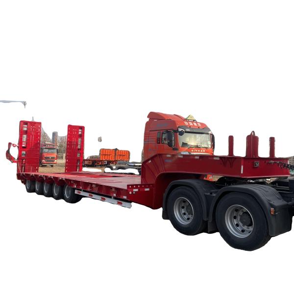 Multiple Axles Gooseneck Low Flatbed Semi Trailer with Steel Material and 8.25-20 Tires