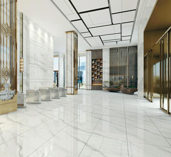 White Polished Glazed Porcelain Tile 900x1800mm Anti-Slip