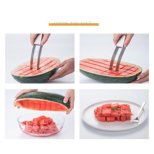 304 Stainless Steel Watermelon Slicer Cutter and Tongs in One Durable Cutting Machine