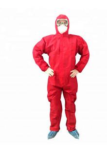 Red Color Disposable Protective Suit Acid Resistant Coveralls For Hospital