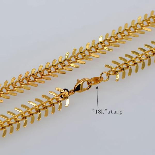 Korean Fishbone chain New Trendy Suitable for men and women Jewelry 18K Real Gold Plated