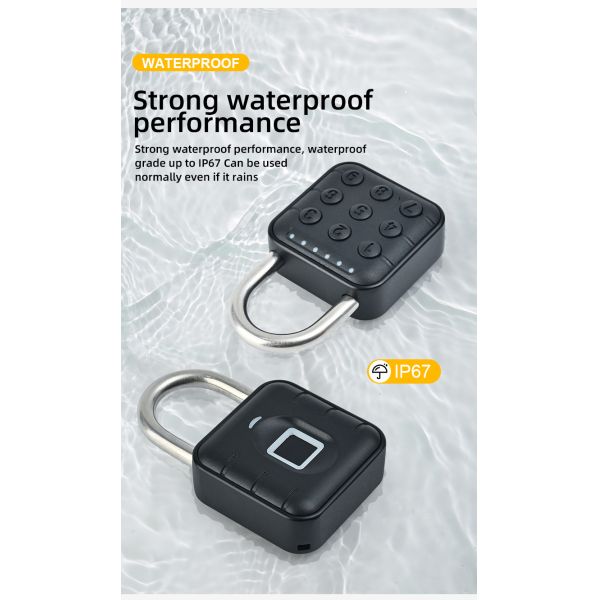 Cadenas Empreinte Waterproof Smart Fingerprint Padlock Anti-theft Gym Door Lock Cloud Data Electronic Combination Wood IP Tuya