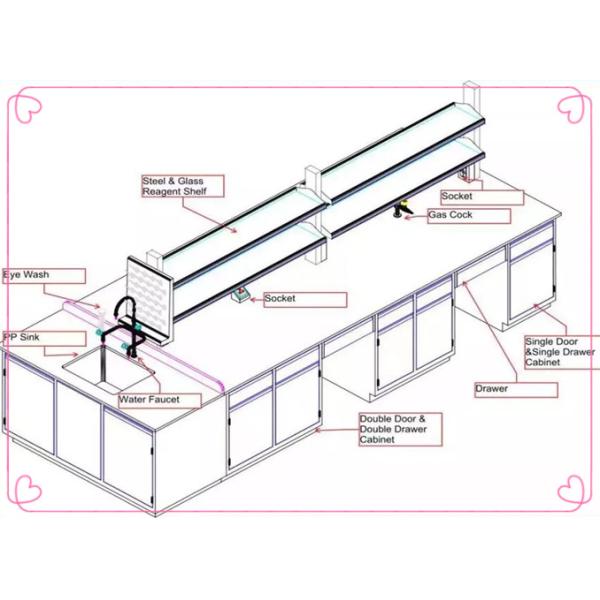 Phenolic Worktop Chemistry Lab Furniture / Steel Laboratory Furniture