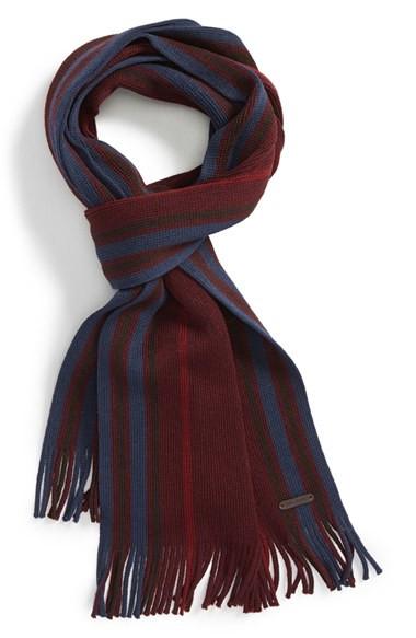 Geometric Reversible Winter Knitted Scarf  Embroidery Logo / Wool Yarn Available