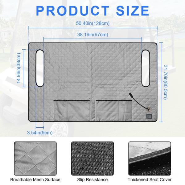 Overheat Protection Golf Heating Pad For Golf Cart Heating Seat Cushion Washable Material DC/AC Power Source