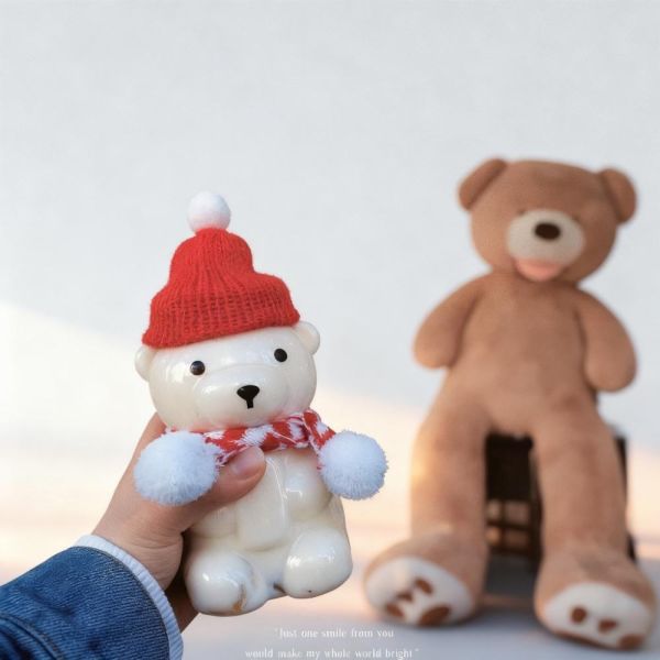 Custom Cute Bear-Shape PET Bottles with Christmas Hats