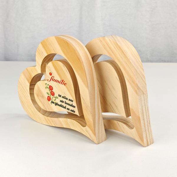 Cadres photo double cœur vierges pour sublimation, cadres photo en bois personnalisés pour décorations de Noël