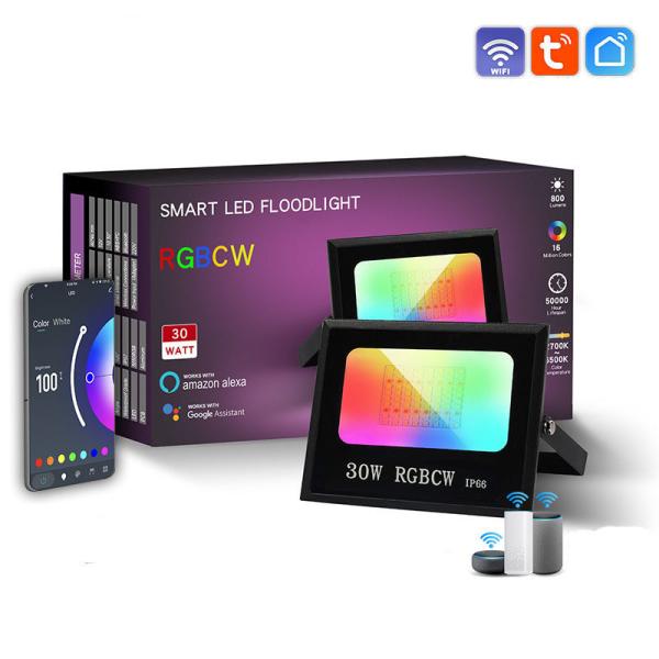 IP65 Tuya App Controlled Wifi Smart LED Outdoor Home Lights Waterproof Solar Powered for Garden  Flood Light