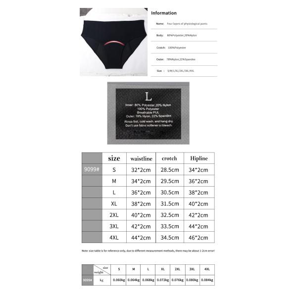 Four Layer Period Panties Underwear Polyester Seamless Mid Waist Plus Size Underwear