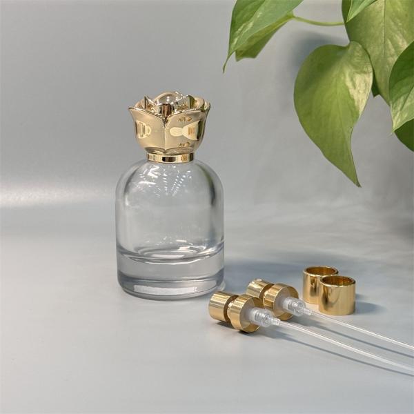 Couvercle de parfum Gold Rose Zamak et couvercles de bouteille personnalisés pour emballage de parfum de luxe