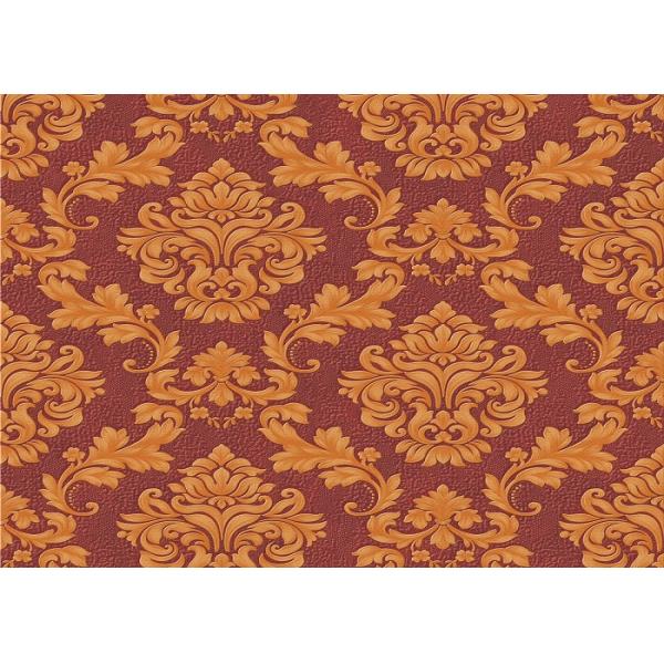 Beige / Yellow / Brick-red 3D Effect Deep Embossed Floral Wallpaper For Bedroom Background