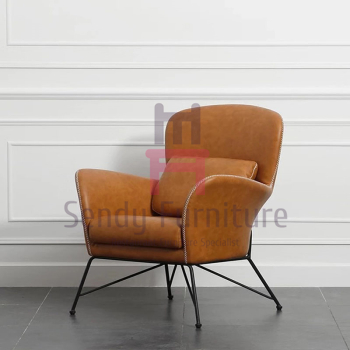High Back Metal Leg Armrests 0.55cbm Single Sofa Chair