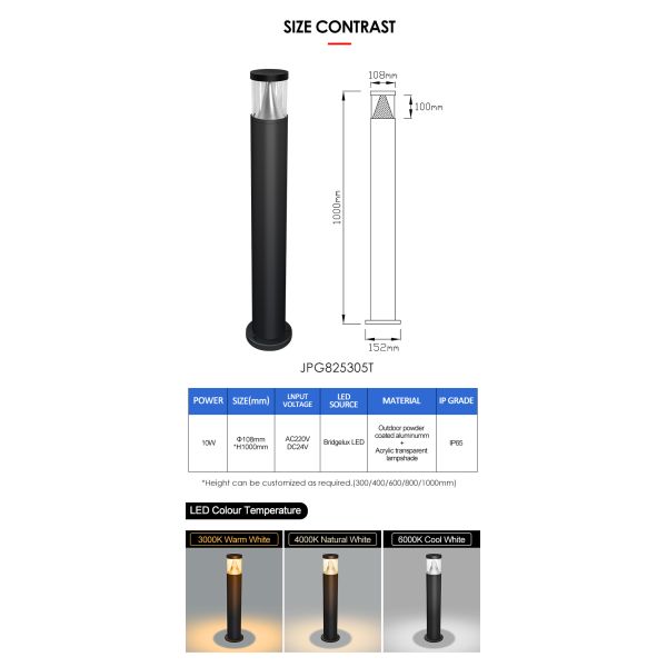 LED Lawn Light AC220V DC24V Bridgelux LED 3000K DIA108MM Premium Powder Coated  Aluminum For Outdoor Use