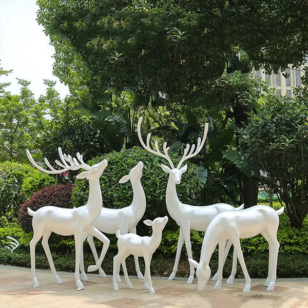 House Garden Realistic Deer Sika Fiberglass Animal Sculptures Christmas Home Decoration