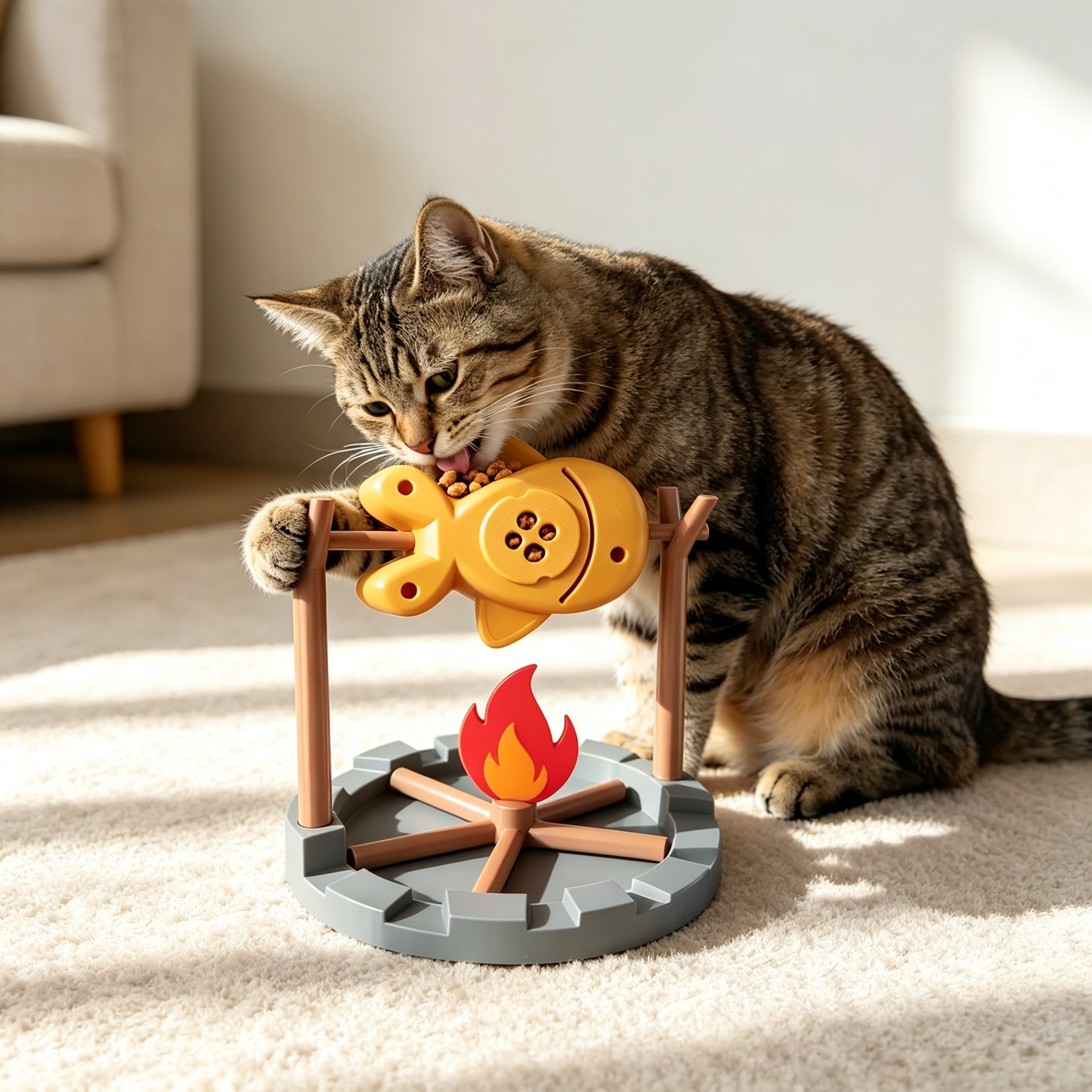 Simulated Barbecue Fish Slow Feeder Toy, Interactive Play 3D Printed Pet Accessories For Indoor Cats