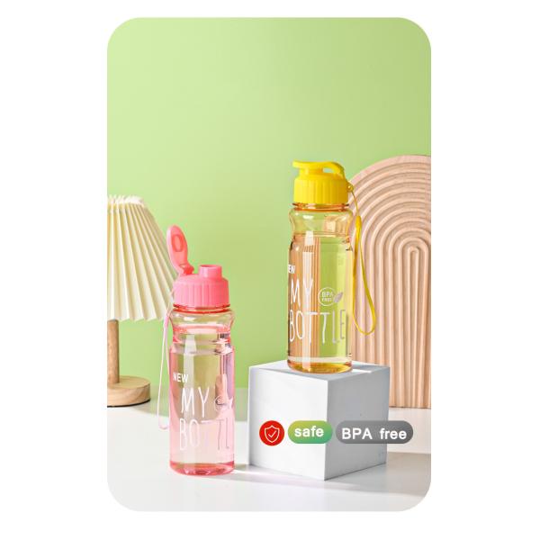 Custom 500ML PET BPA Free Personal Cup Sport Plastic Drinking Water Bottles With Strap Multi Colors
