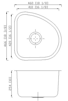 Раковина шара нержавеющей стали Ундермоунт финиша сатинировки одиночная, загоняет раковину в угол 18 дюймов одиночную большую