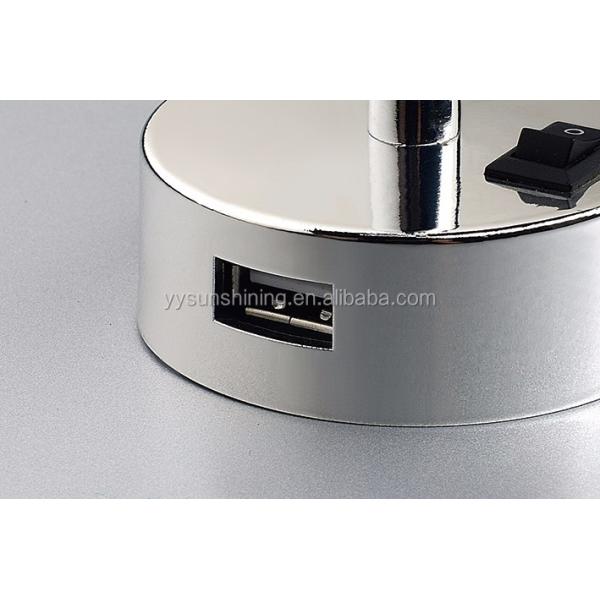 White Shade Hotel LED Desk Table Light with USB Charging Port 30000 Hour Working Lifetime
