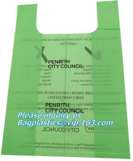 Biodegradable Plastic T Shirt Food Bag Compostable Vest Carrier Shopping Bag, Compost Home ASTM D6400 Biodegradable Tran