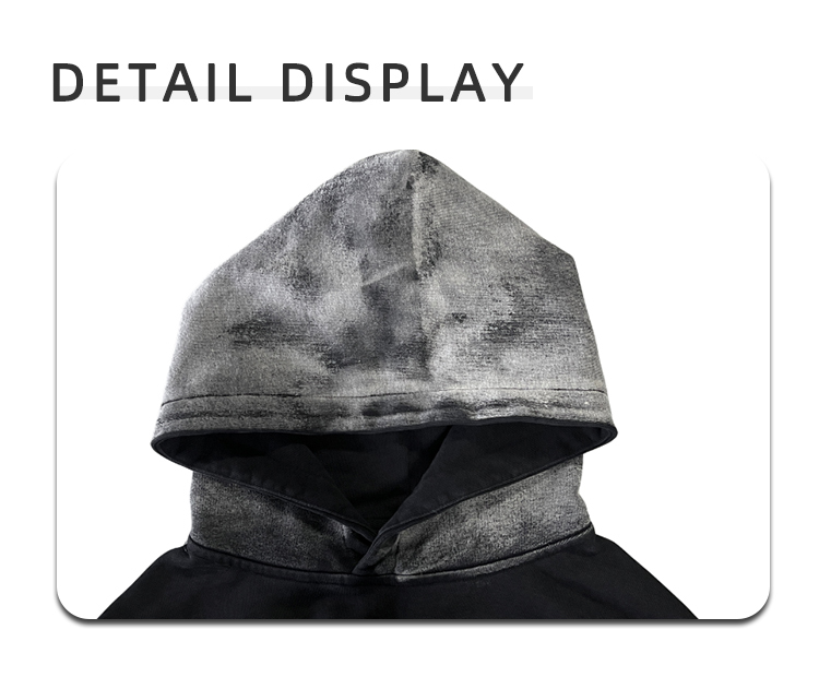 A528 Vintage Gradient Washed Hoodie Men Oversized Spray Fade Pullover Streetwear Hooded Sweatshirt