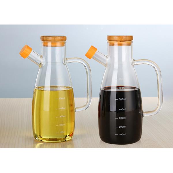 Ясная стеклянная бутылка оливкового масла 650мл с бамбуковой крышкой