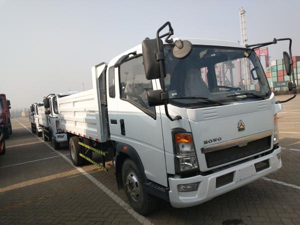 Single Cabin Sinotruk 3T 4x2 Light Dump Truck With Cargo Box White Color