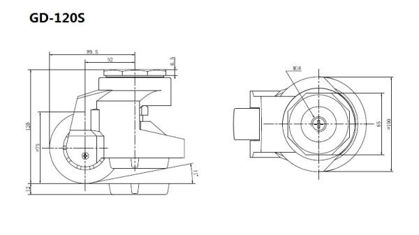 EDL 50kg-1000 Kg Caster Wheels , Threaded Leveling Castor Wheels GD Series GDS