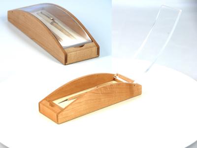 B1301 Maple bottom Acrylic top lid single wood pen box with EVA,Curve Box w/Acrylic Cover