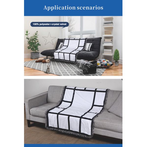 ZELOYAUT Wholesaler Sublimation Blankets,  Diy 15 Panel Throw Blanket, Custom100% Polyester Blanket for Livingroom Bedroom Study