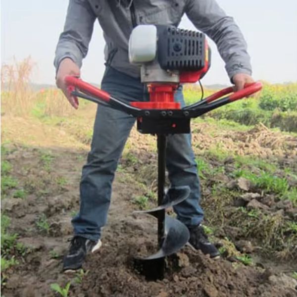 Portable Auger Boring Machine with Air-Cooled 2-Stroke Engine for Versatile Earth and Ice Drilling