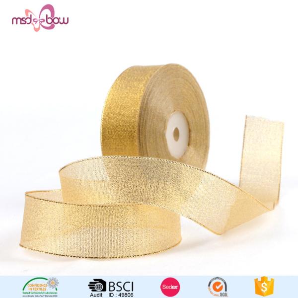 Fabric Type Satin Ribbons in Silver and Gold Glitter Metallic Perfect for Crafting