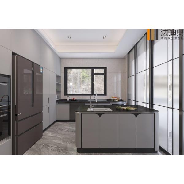 Gabinete de cocina de acero inoxidable gris silencioso de Fadior con isla de la galaxia