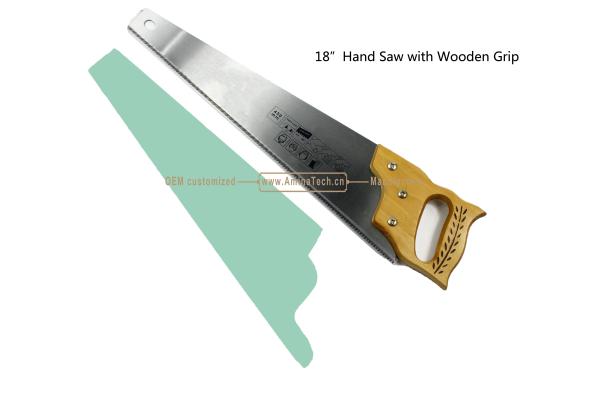 Aminatech 18”Hand Saw with Wooden Grip,Cutting Wood,Pruning the Garden