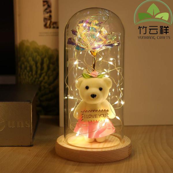 Forever Flower Gift for Women, Preserved Rose in a Glass Dome, Customized Wood Base
