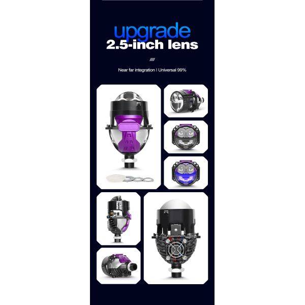 2.5 Inch Bi LED Projector Headlight 60W Dual Beam Ultra Bright 12V High Brightness
