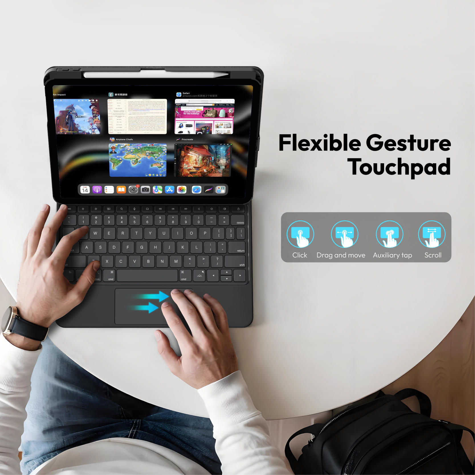 New Magic Keyboard Case for iPad (A16) 11 (2025) 10th(2022) 10.9 4-in-1 Hub Expansion Magnetic Smart Connector OEM ODM