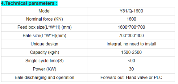 Y81Q-1600 horizontal hydraulic scrap copper metal baler
