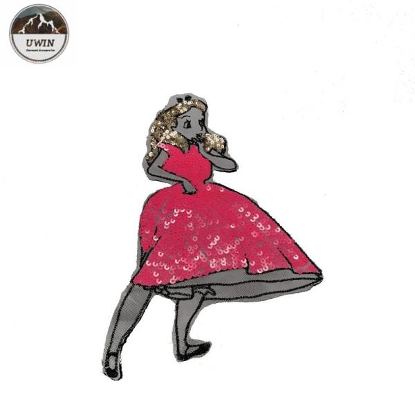Sheep Animal Sequin Embroidery Patches White Merrowed Border For Decoration