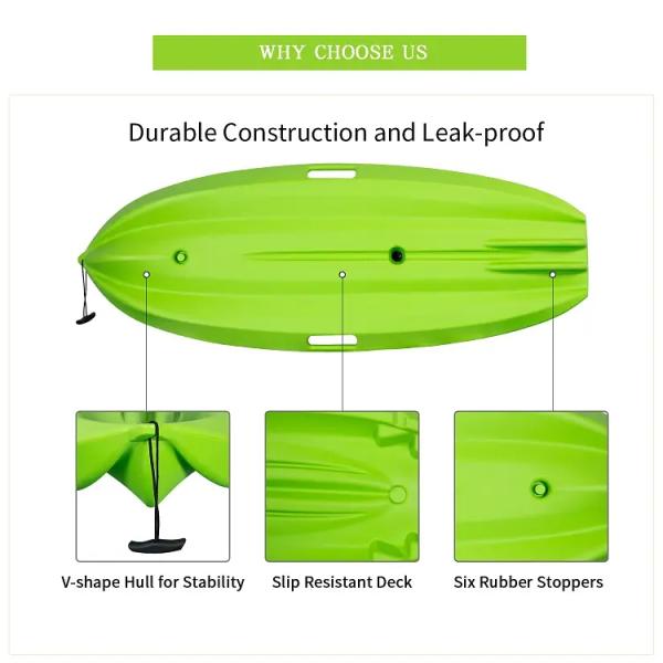Standard Features 1 Person Sit On Top Kayak for Water Sport Fishing Includes Paddle