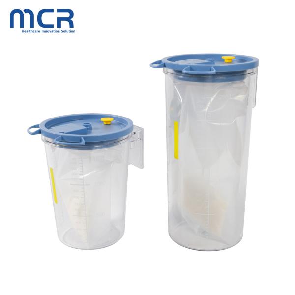 Bidon d'aspiration en plastique de 1500 ml avec solidifiant et filtre