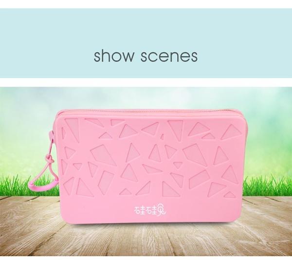 Fashion Solid Color Silicone Makeup Large Capacity Zipper Cosmetic Storage Bag Soft Silicone Wash Bag