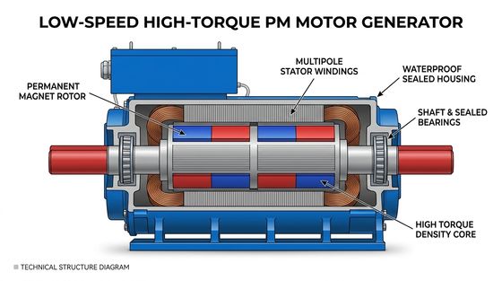 IP68 Waterproof 22KW Low Speed High Torque Permanent Magnet Motor Generator for Water Pumps