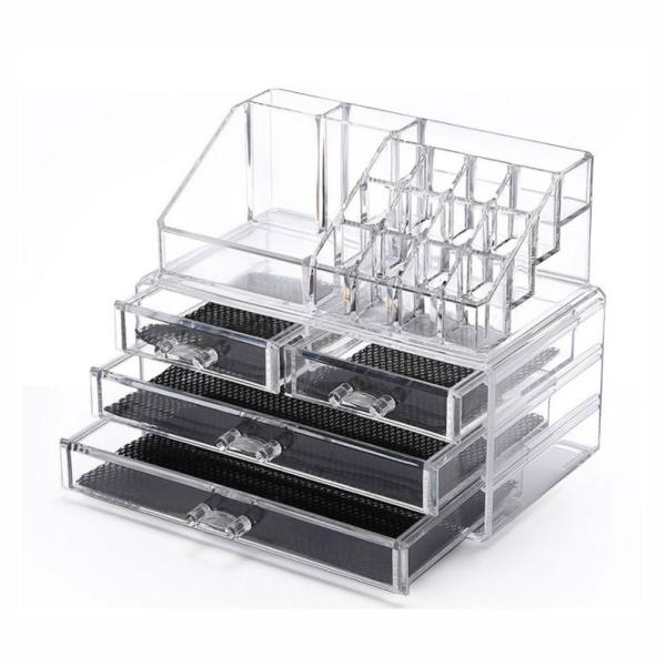Makeup Organizer Clear Acrylic Cosmetic Storage Drawers Transparent Jewelry Display Box